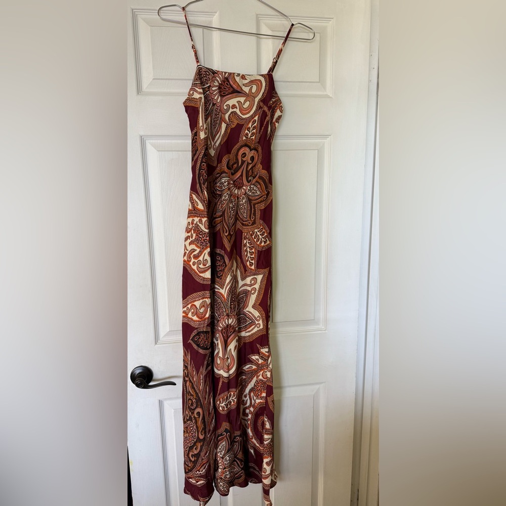 FARM Rio Burgundy and Cream Floral Dress